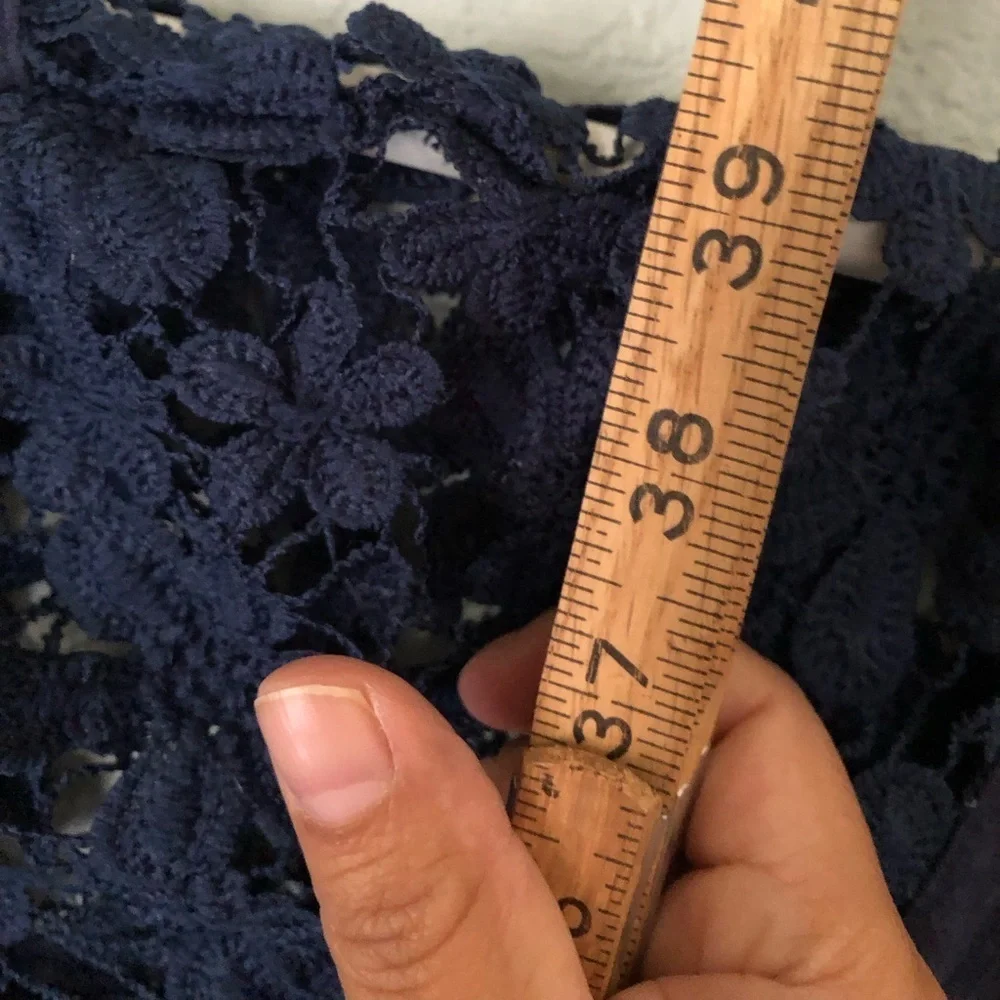 unbranded dark blue flower lace a-line dress labeled 4X see measurements